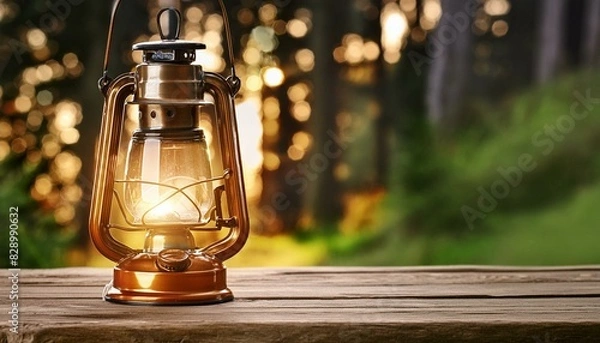 Fototapeta old lantern on a table