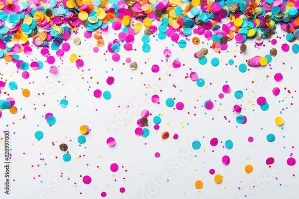 Fototapeta Confetti Isolated. Colorful Party Confetti Background with Copy Space