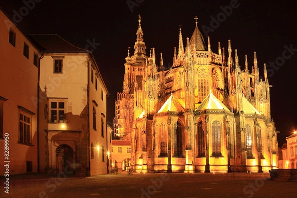Obraz Gothic St. Vitus' Cathedral on Prague Castle in the Evening