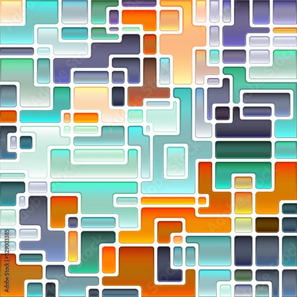 Obraz abstract vector stained-glass mosaic background - blue and orange