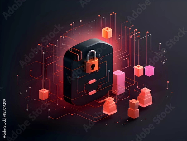 Fototapeta Internet and data security, Cybersecurity and privacy concepts to protect data. Lock icon and internet network security technology. digital security background, Cloud and Hosting Security