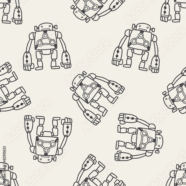 Fototapeta robot doodle seamless pattern background
