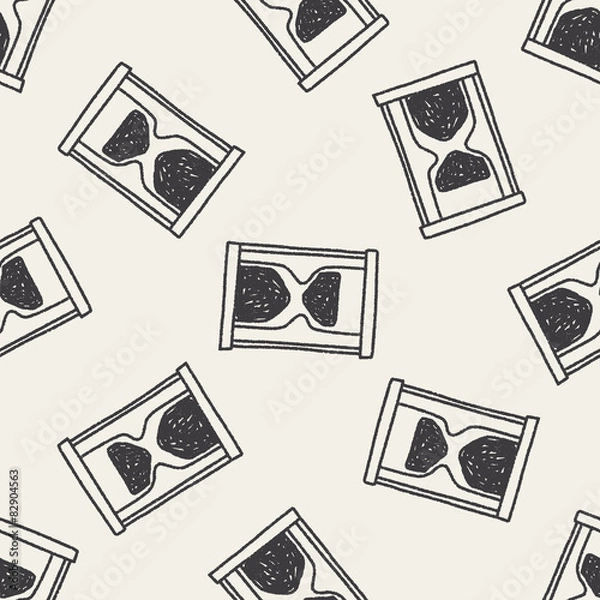 Fototapeta time doodle seamless pattern background