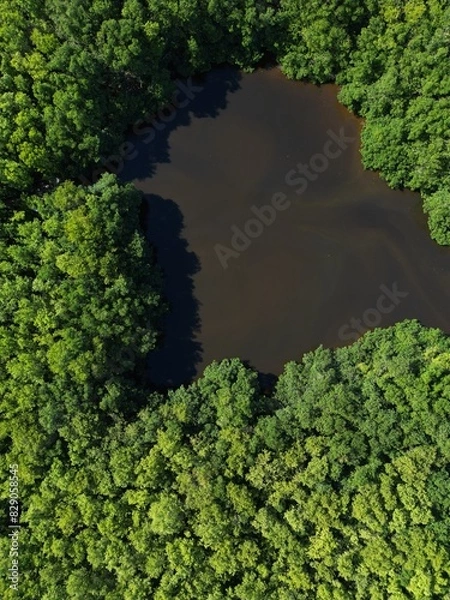Fototapeta Portrait format of an aerial picture of the old point mangrove park in san andres island, Colombia