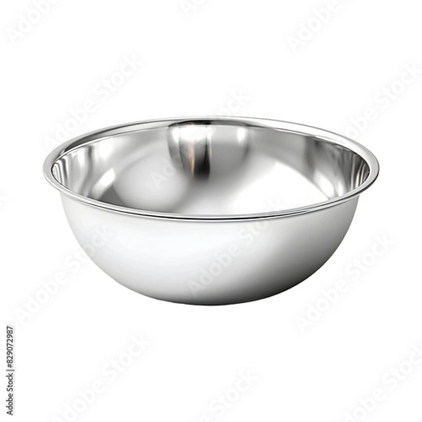 Obraz Empty stainless steel metal mixing bowl container isolated on transparent background