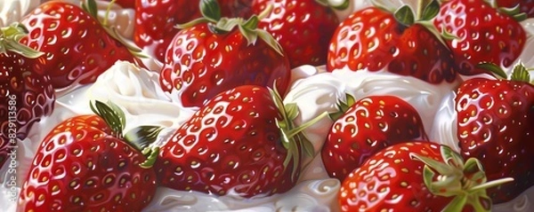 Obraz Fresh strawberries with cream