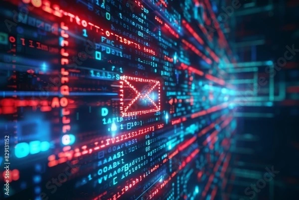 Fototapeta Cracked Code Catastrophe: Breached Email Security