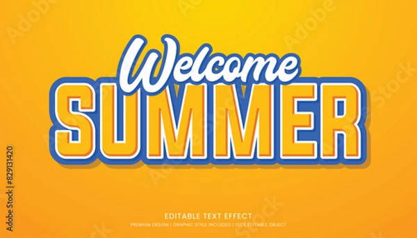 Fototapeta welcome summer editable text effect template