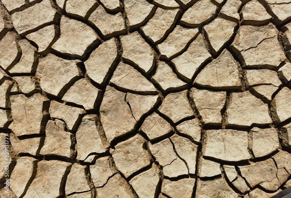 Fototapeta Dry soil closeup in a desert of Colombia.