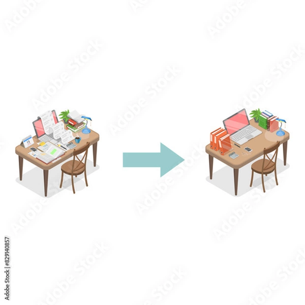 Fototapeta 3D Isometric Flat Vector Illustration of Decluttering, Cleaning Unused Items. Item 3