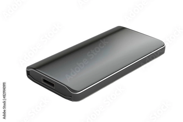 Fototapeta Compact SSD External Drive for Quick Data Transfer Isolated on Transparent Background