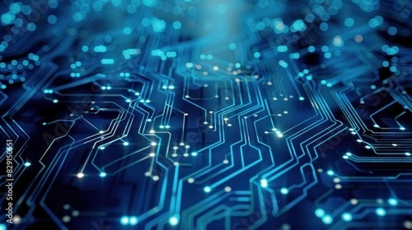 Fototapeta Electronic circuit board. Technology Concept ,Microchip CPU Processor Circuit Board. Digital Line