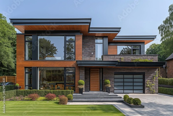 Fototapeta おしゃれでモダンな新築一戸建て住宅