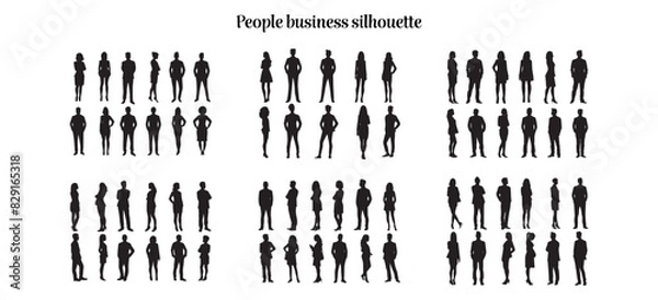 Fototapeta Illustration vector set of business peoples silhouette art style.