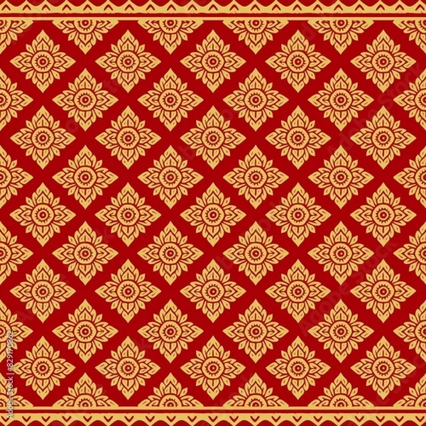 Fototapeta seamless pattern with red ornament