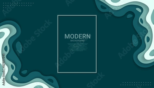 Obraz Green background with unique, abstract design, wavy, liquid that gives it a modern and artistic feel