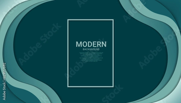Obraz Green background with unique, abstract design, wavy, liquid that gives it a modern and artistic feel