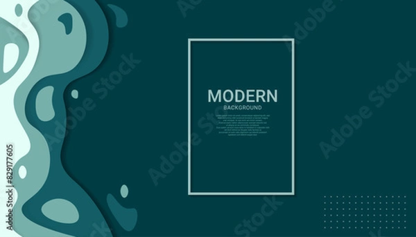 Fototapeta Green background with unique, abstract design, wavy, liquid that gives it a modern and artistic feel