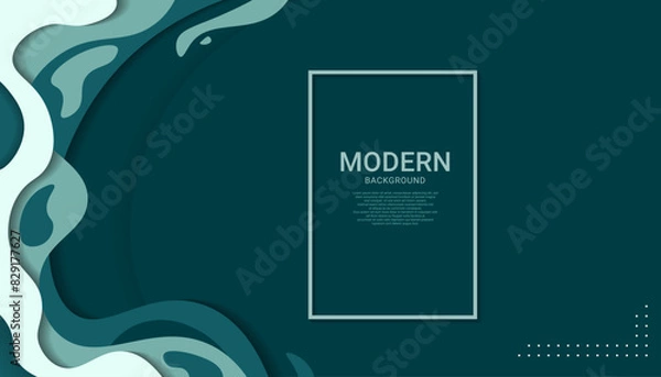 Fototapeta Green background with unique, abstract design, wavy, liquid that gives it a modern and artistic feel