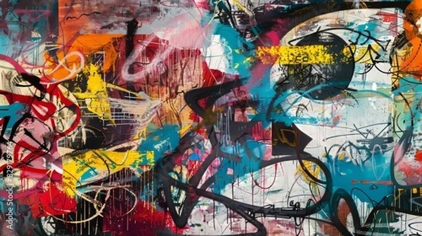 Fototapeta Abstract Oil Painting Background with Graffiti Style Elements and Rich Artistic Atmosphere, Perfect for Modern Art Displays and Creative Projects
