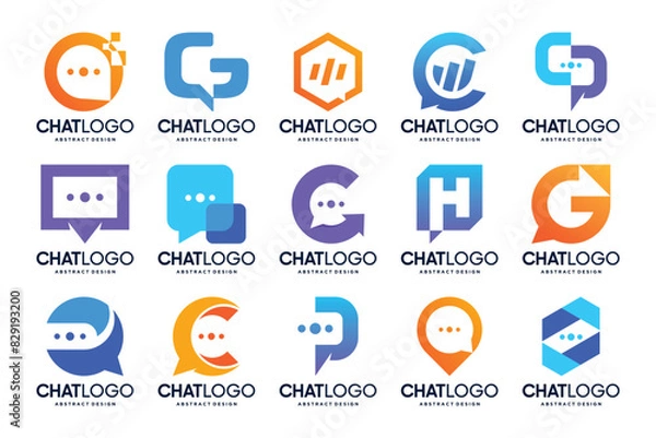 Obraz Unique chat logo design. Business consult logo with creative shape