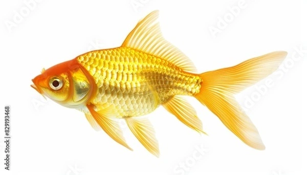 Fototapeta Isolated white goldfish