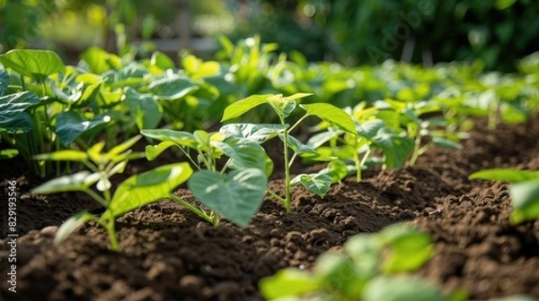 Fototapeta Growing Beans in Your Vegetable Garden
