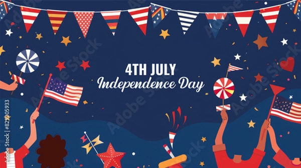 Fototapeta Vector 4th of july usa independence day banner, poster