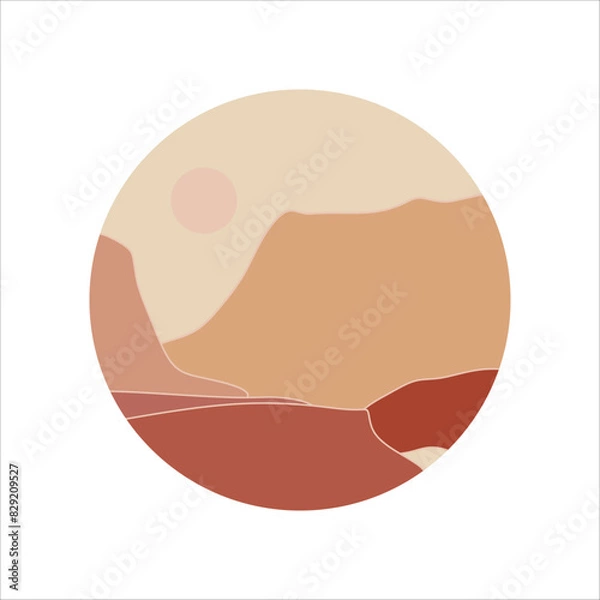 Fototapeta Circle mountain landscape background vector element
