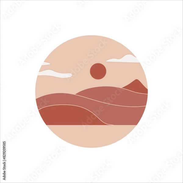 Fototapeta Circle mountain landscape background vector element