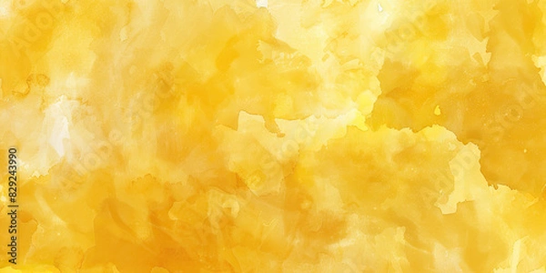 Obraz Oil paint strokes on wide canvas textured yellow background decorating art painting illustration, generated ai	
