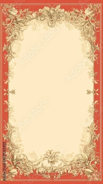 Obraz Elegant Classic Guilloche Border for Diploma or Certificate: Detailed Vector Design，frame with red and gold ornaments