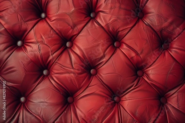 Fototapeta Red leather background with buttoned design