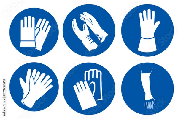 Fototapeta Hand Protection Set Symbol Sign, Vector Illustration, Isolate On White Background Label .EPS10