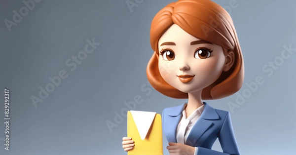 Obraz Business Women at Work, 3d Illustration of Business women, Generative AI