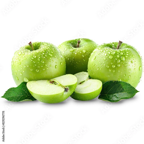 Obraz Green apple Isolated on A Transparent Background.