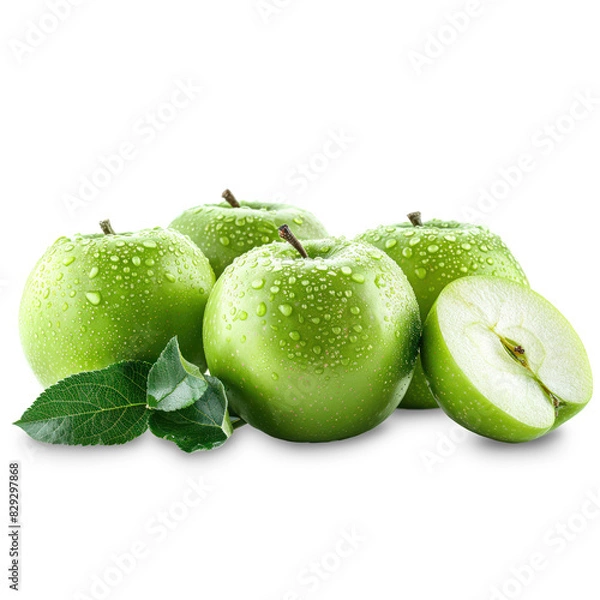 Obraz Green apple Isolated on A Transparent Background.