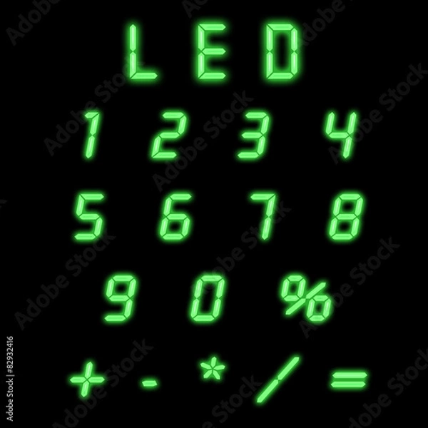 Obraz Led numbers green