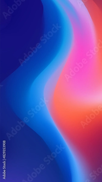 Fototapeta Elegant mesh wave blur vertical background featuring a shimmering pink, orange, and dark blue gradient for attention grabbing social media posts