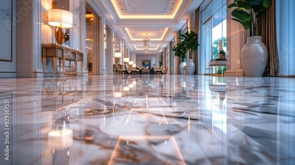 Obraz Expansive marble floors reflecting soft ambient lighting