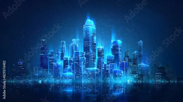 Fototapeta illustration. a virtual city of the future. a symbol of technology development