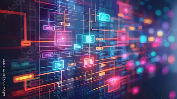 Obraz digital colorful flow chart management prozess connected lab created with generative ai technology