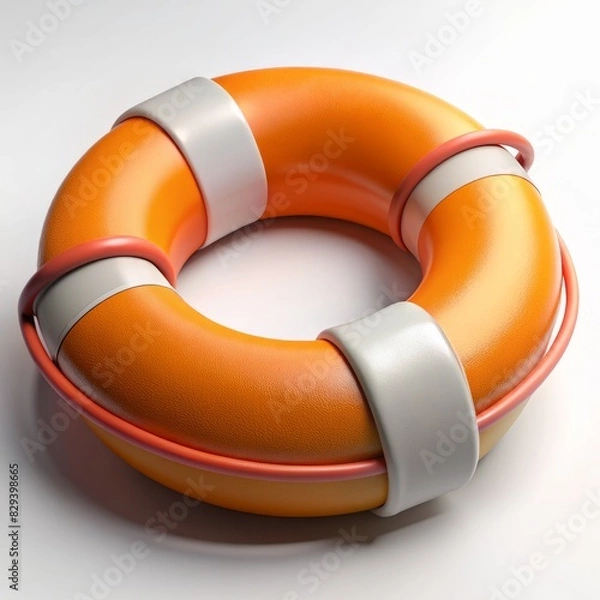 Fototapeta 3D Render of a Styrofoam Lifebuoy, on isolated white background, Generative AI