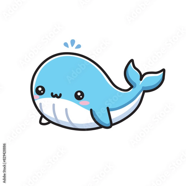 Fototapeta Illustration Vector Graphic Cartoon of a Adorable Whale with a Charming Smile, Capturing the Playful Spirit of Ocean Life