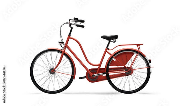 Fototapeta Classic red bicycle with black tires isolated view