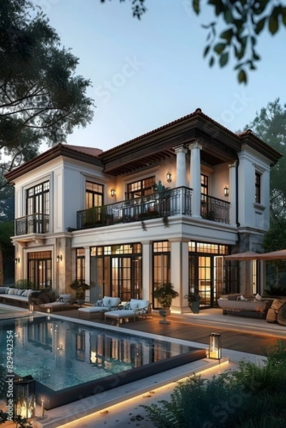 Obraz A Modern Villa with Pool