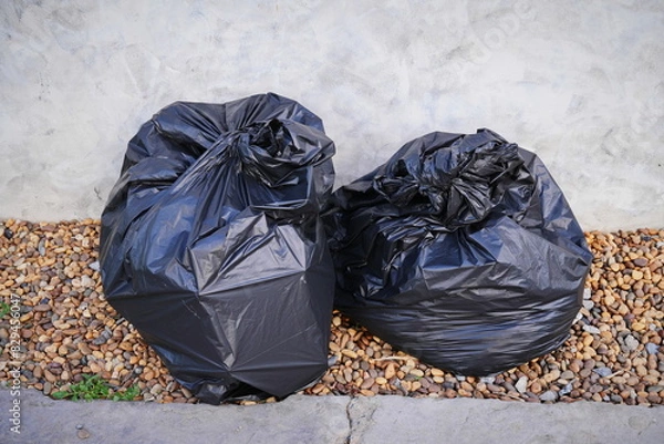Obraz Three Black Garbage outdoor in garden