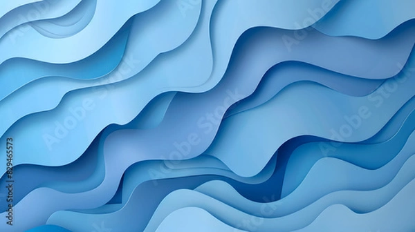 Fototapeta blue paper waves background. Generative AI.