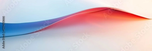 Fototapeta red, blue gradient, curved shape, black background, 3d render, simple shapes, in the style of simple, minimal, green light aspect ratio 3:1, for banner, landing page, website