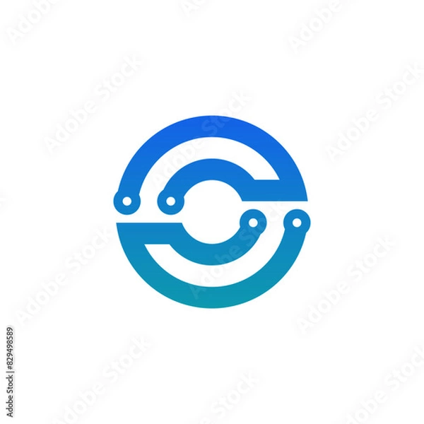 Obraz Abstract connection logo. Network technology logotype. Letter O design template.